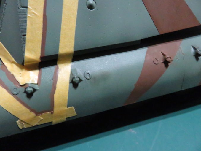 E-100 対空戦車　ストライプ迷彩　レッドブラウン筆塗り　補修完了
